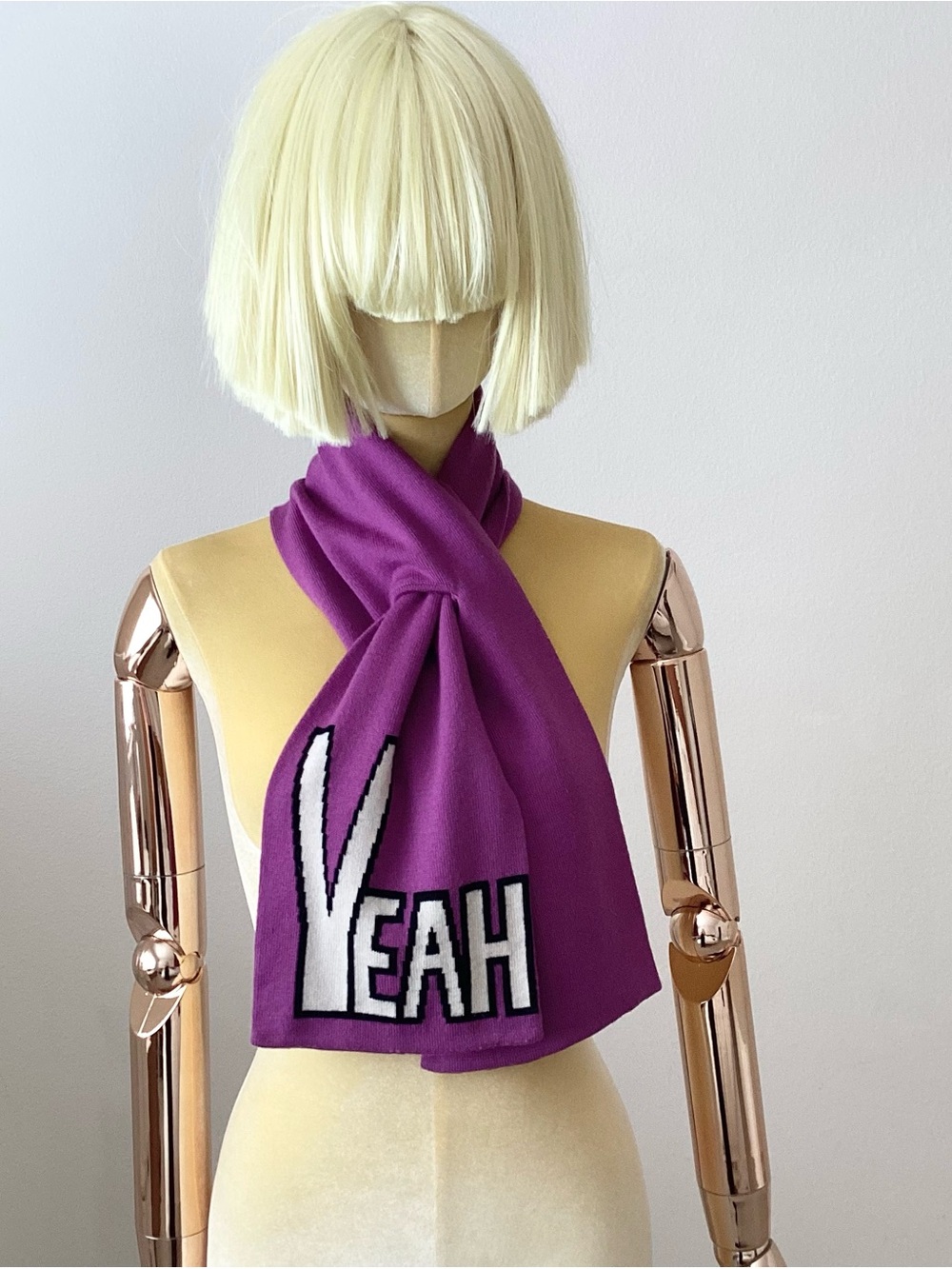 J.C. De Castelbajac RARE Purple 'Yeah' Graphic Scarf - Women Accessories